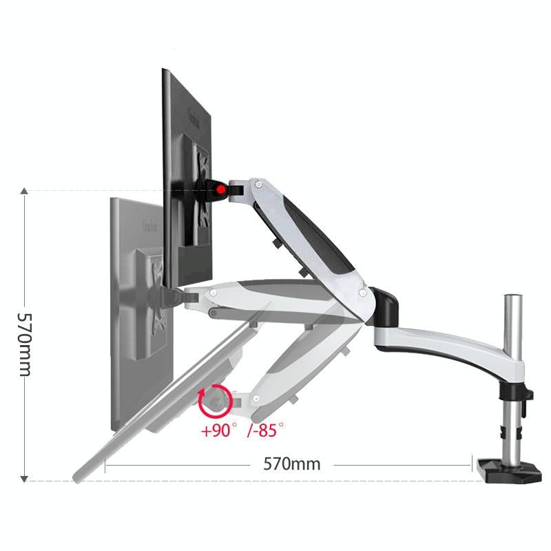 Adjustable desktop monitor stand that rotates