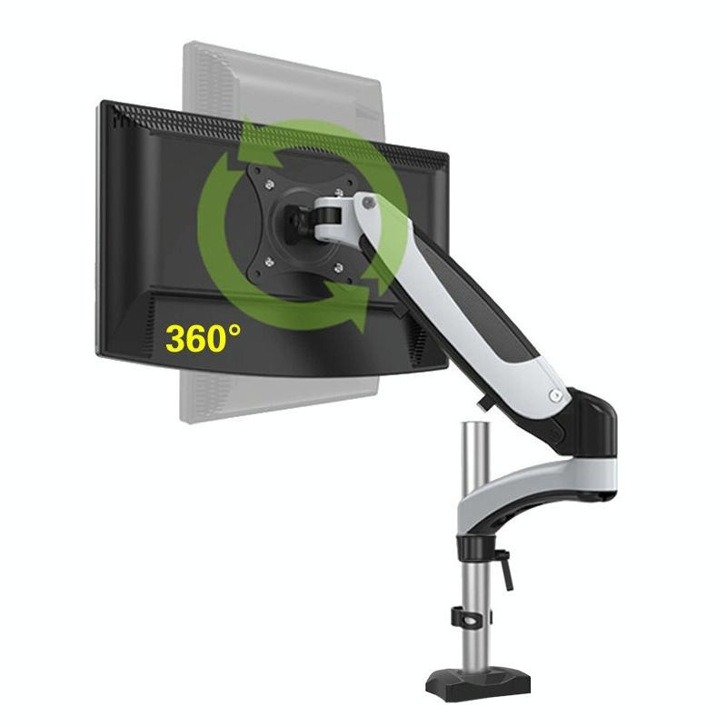 Adjustable desktop monitor stand that rotates