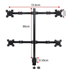 Desktop bracket carrying multiple screens from one base