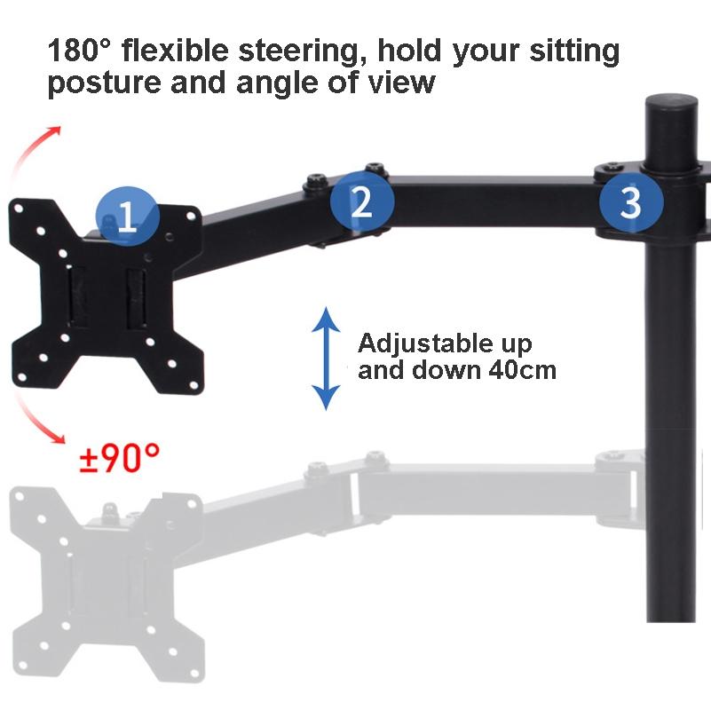 Desktop bracket carrying multiple screens from one base
