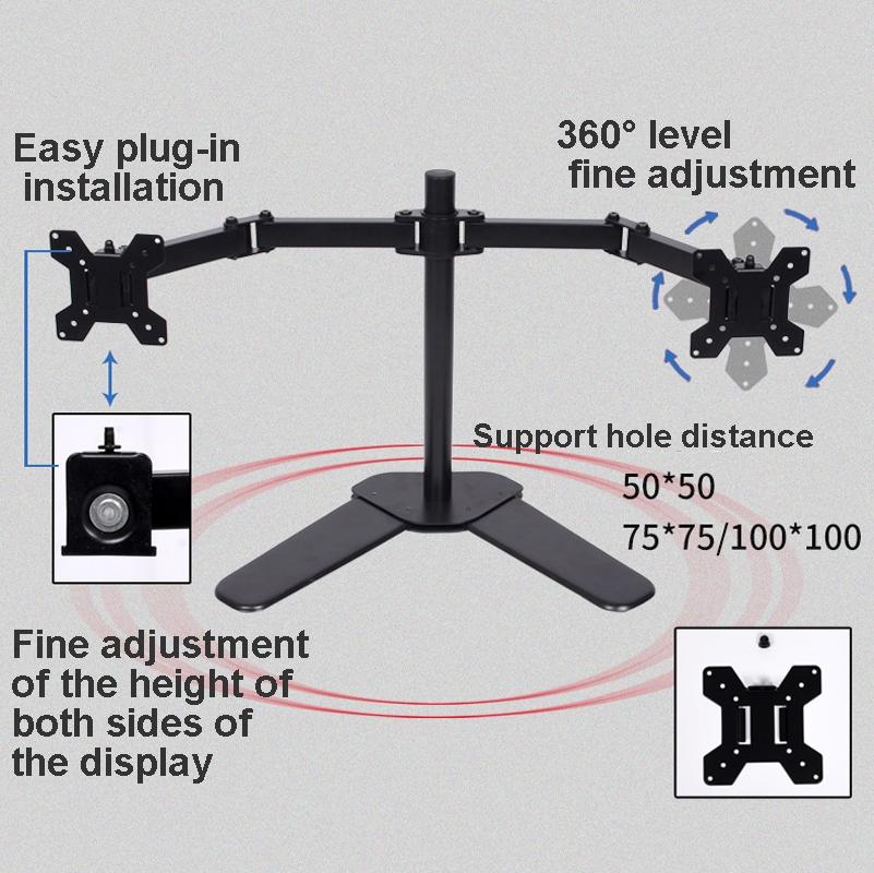 Desktop bracket carrying multiple screens from one base