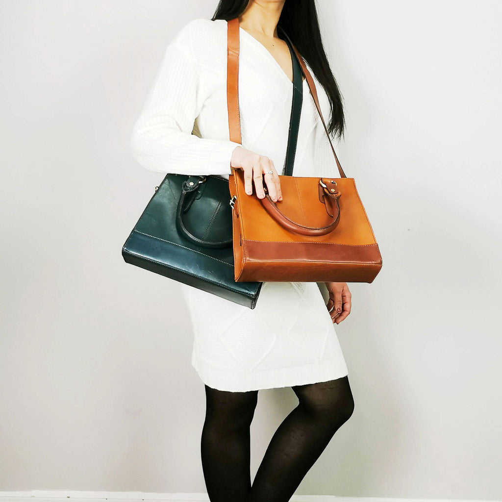 Tan full grain leather laptop bag for a 15 inch machine