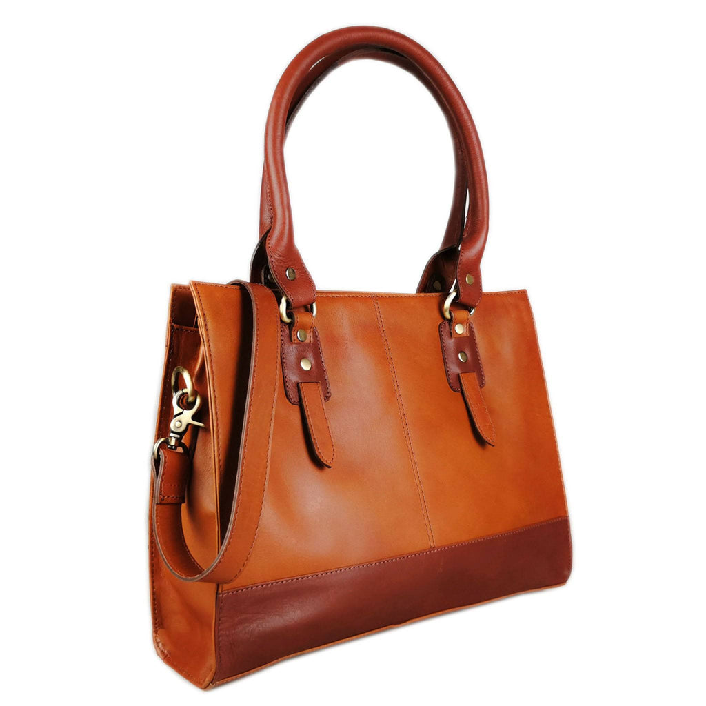 Tan full grain leather laptop bag for a 15 inch machine