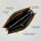 Tan full grain leather laptop bag for a 15 inch machine