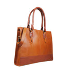 Tan full grain leather laptop bag for a 17 inch machine