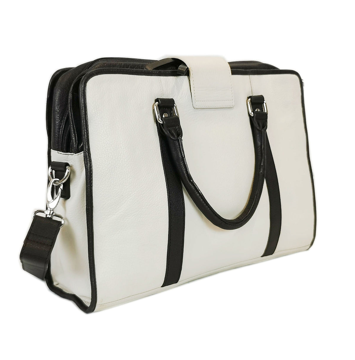 White leather briefcase