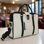 White leather briefcase