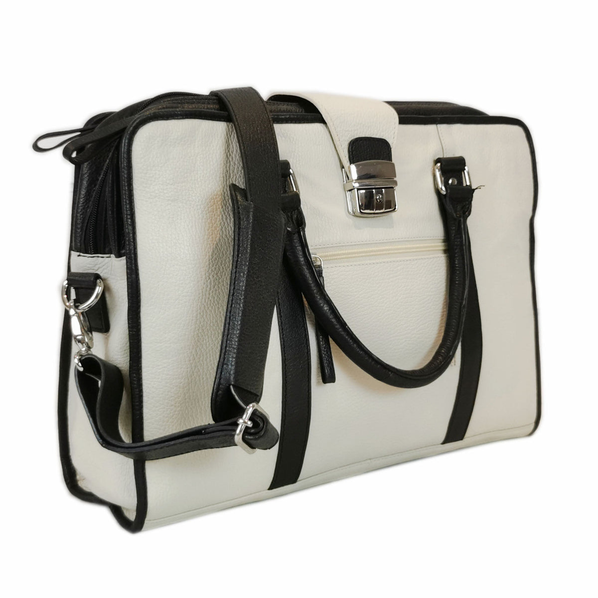 White leather briefcase