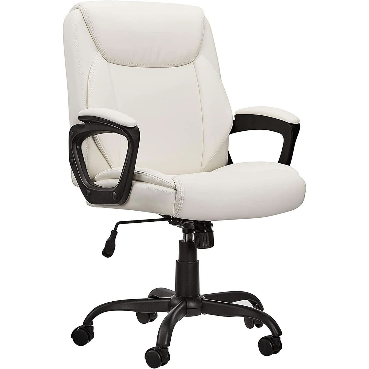 Cream Padded Office Chair Armrests Height Adjustable-1