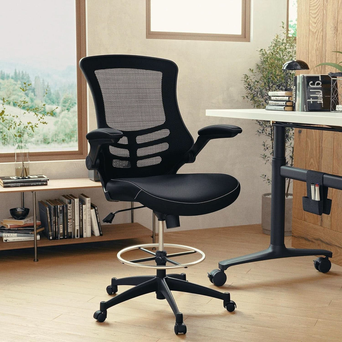 Kelista Mid Back Swivel Ergonomic Office Chair Black-1
