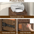 Farmhouse Two Drawer Wooden Filing Cabinet Storage-4