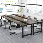Vintage grey executive desk with a black steel frame