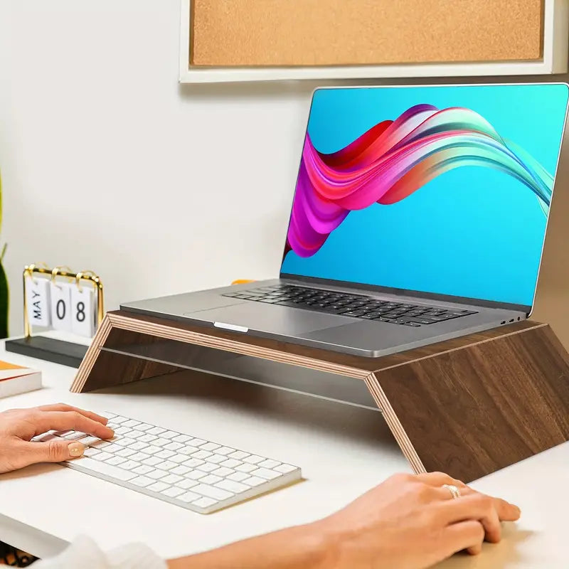 Black walnut monitor riser with storage underneath