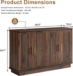 Walnut sideboard with fluted doors and adjustable interior shelves