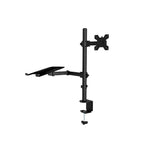Desktop stand holding a monitor and a laptop side by side