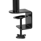Desktop stand holding a monitor and a laptop side by side