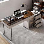 Ivory 50 Inch Office Computer Desk With Cabinet LED lights-4