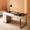 Ivory 50 Inch Office Computer Desk With Cabinet LED lights-0