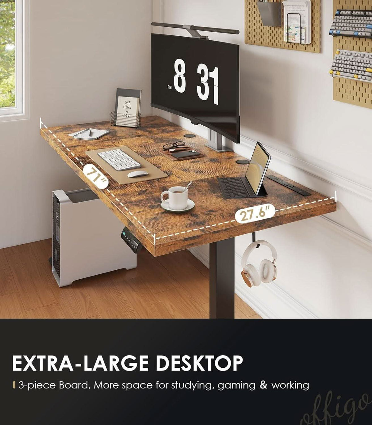 Electric Standing Desk 71 Inch Height Adjustability-4