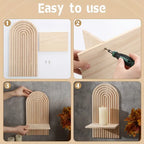 Radiant Reverie: Boho Wooden Sun Rainbow Wall Shelves-2