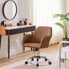Brown faux leather task chair with arms