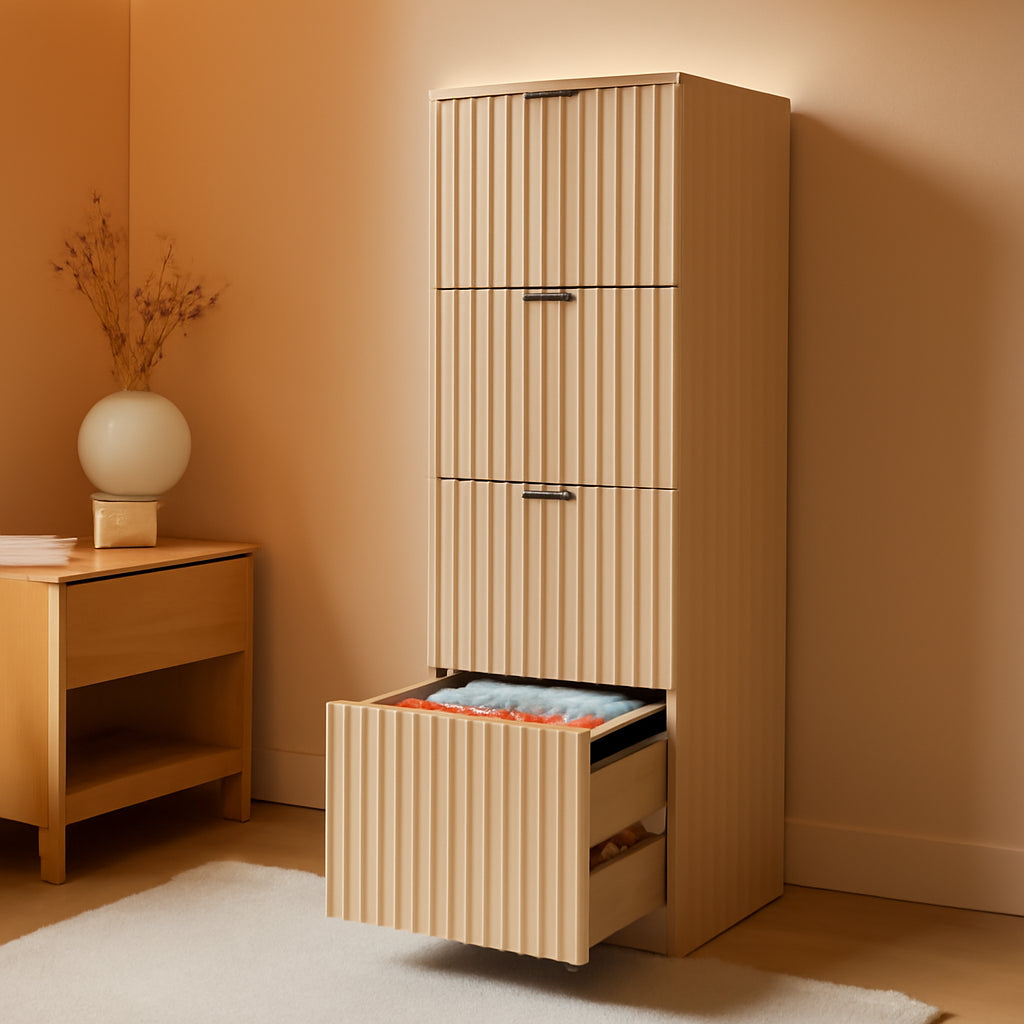 Contemporary Oak Filing Cabinet Featuring Four Drawers-0