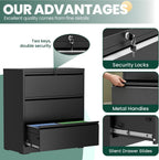 Triple Compartment Lateral Filing Cabinet Black Steel-3