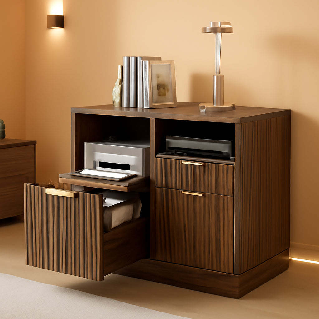 Black Walnut Three Drawer Lateral Filing Cabinet-0