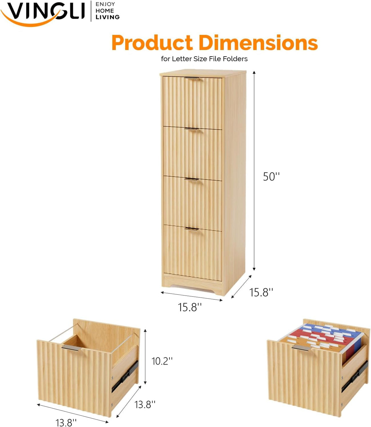 Contemporary Oak Filing Cabinet Featuring Four Drawers-2