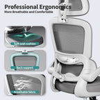 Ergonomic Office Chair Height Adjustable White Backrest-3