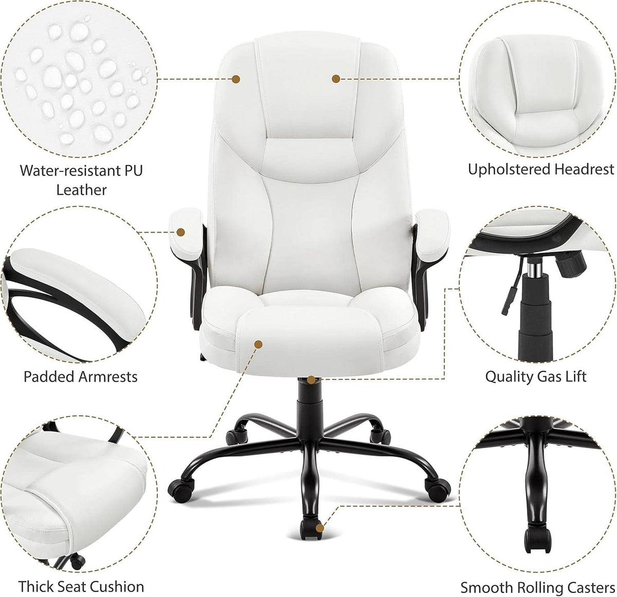 High Back Executive Chair White Ergonomic Office Chair-3
