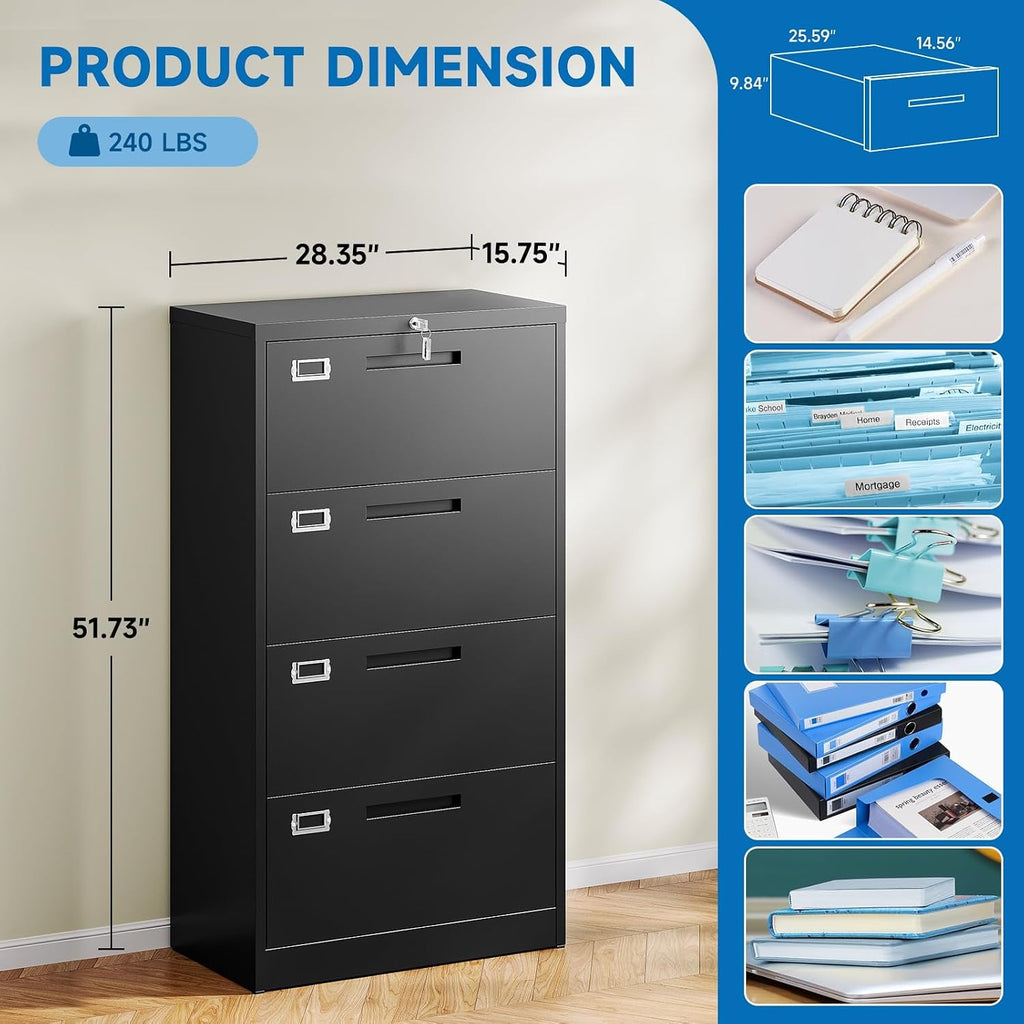 Black Horizontal Metal Lateral Filing Office Cabinet-2