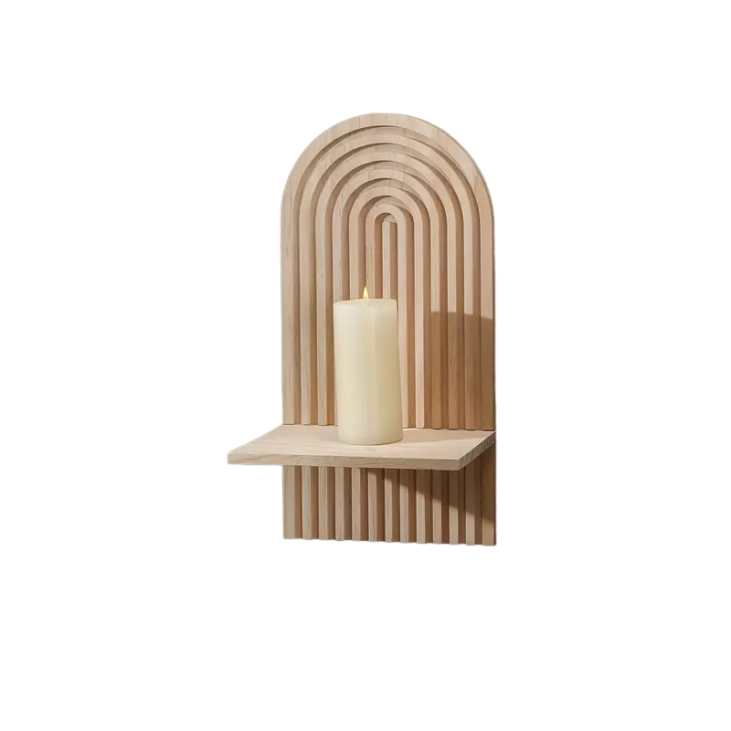 Radiant Reverie: Boho Wooden Sun Rainbow Wall Shelves-0