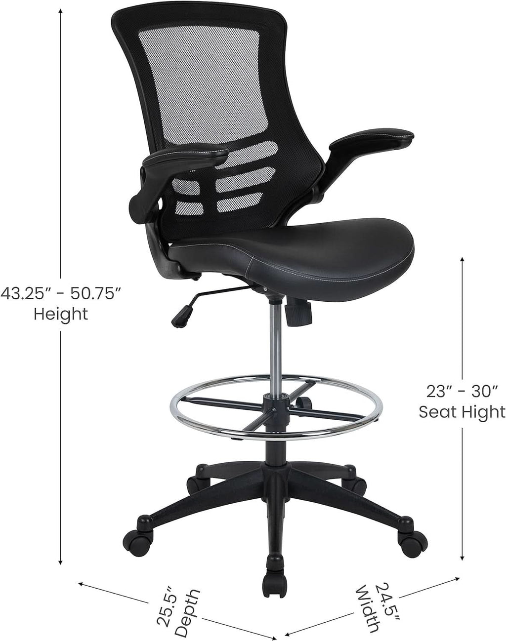 Kelista Mid Back Swivel Ergonomic Office Chair Black-2