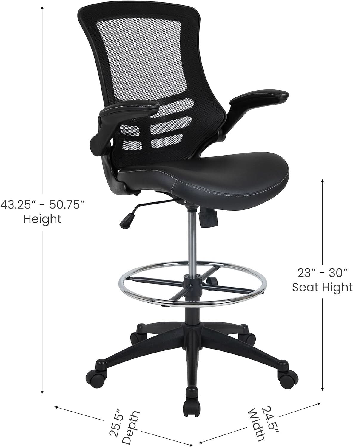 Kelista Mid Back Swivel Ergonomic Office Chair Black-2