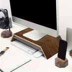 Black walnut monitor riser with storage underneath
