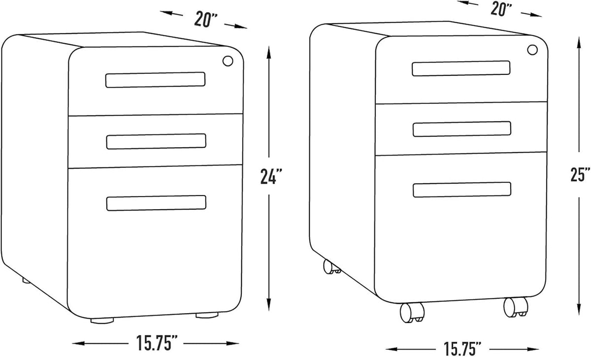 Industrial White Three Drawer Lockable Filing Cabinet-2