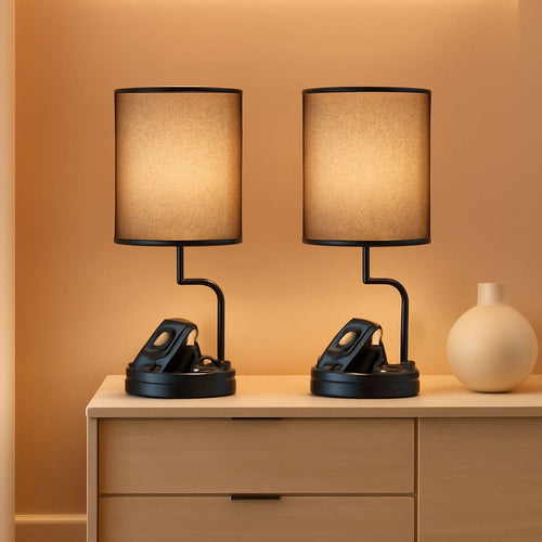 Table Lamp With 3 USB Ports And AC Outlet For Office-0