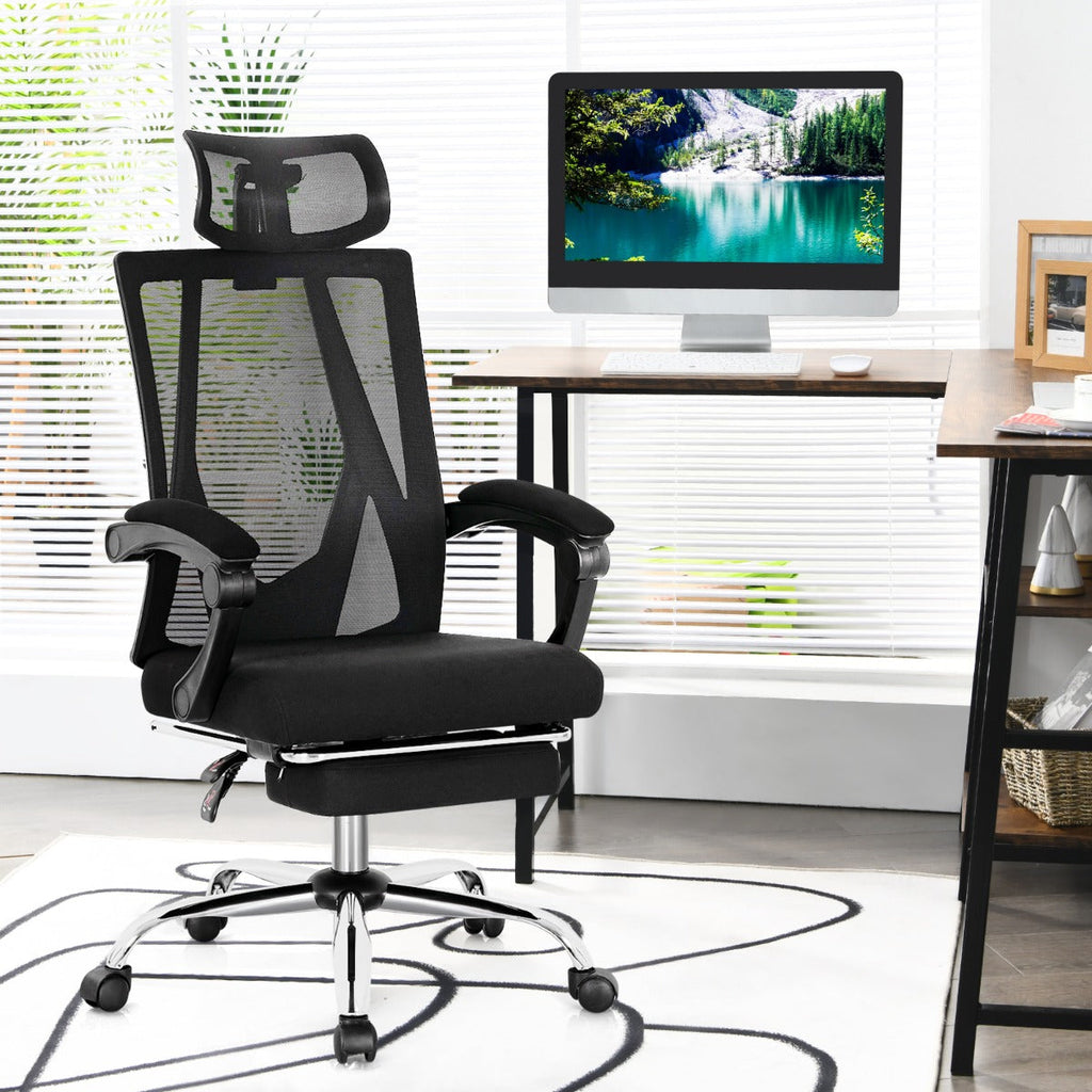 Mesh ergonomic office chair with an adjustable headrest