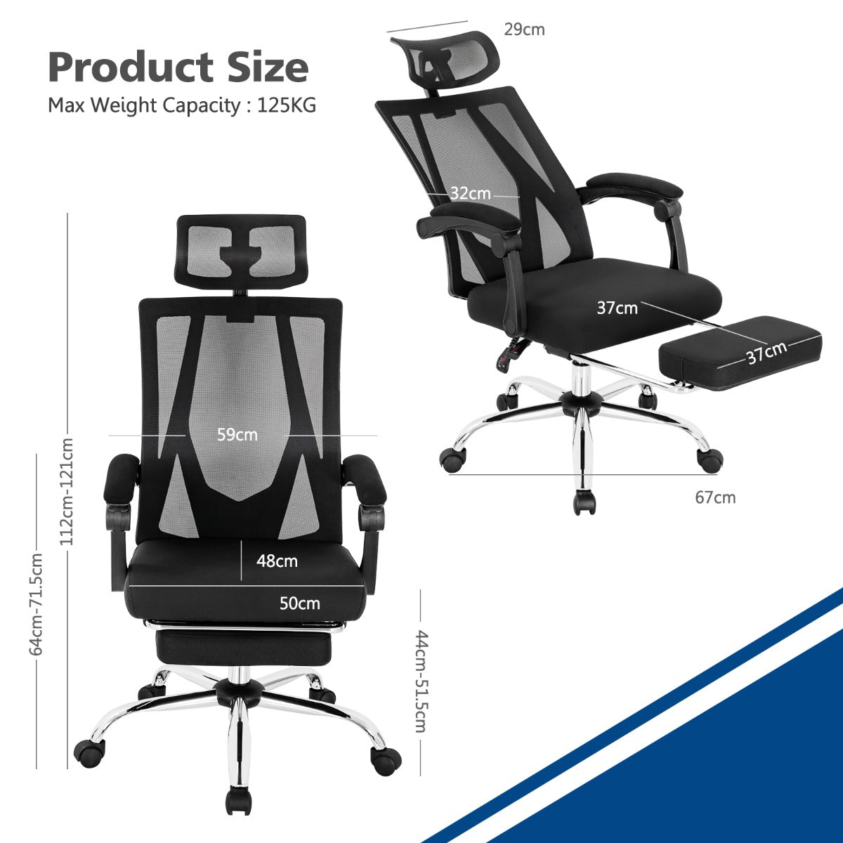 Mesh ergonomic office chair with an adjustable headrest
