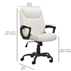 Cream Padded Office Chair Armrests Height Adjustable-2