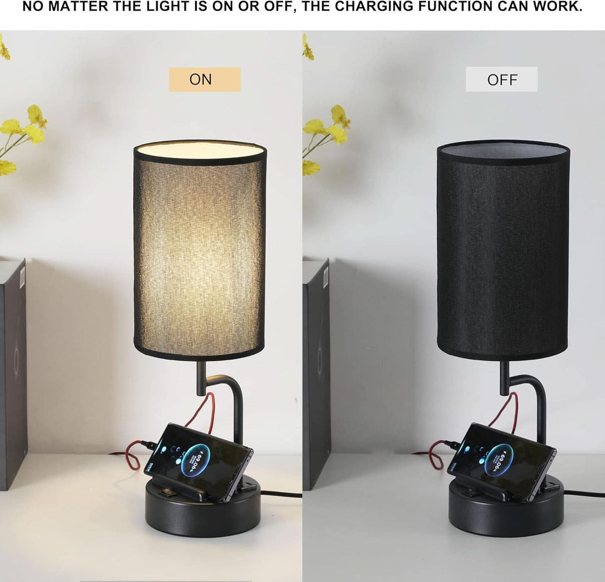 Table Lamp With 3 USB Ports And AC Outlet For Office-4