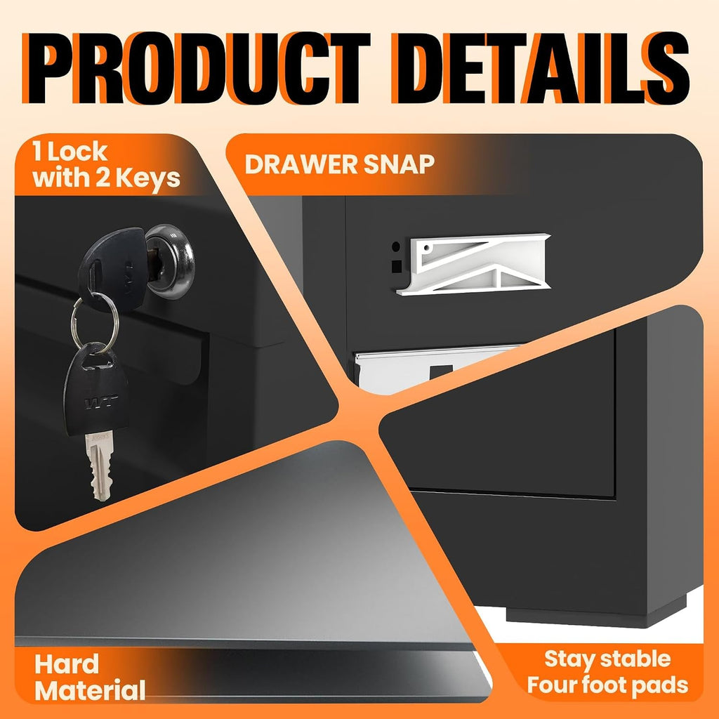 4 Drawer File Cabinet with Lock,Vertical Filing Storage Cabinet-3