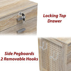 Spacious Maple Rolling Filing Cabinet With Pegboard-3