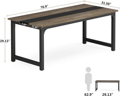 Vintage grey executive desk with a black steel frame