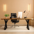 Light walnut executive desk with a black frame