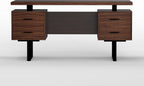 Walnut desk top on a black steel base