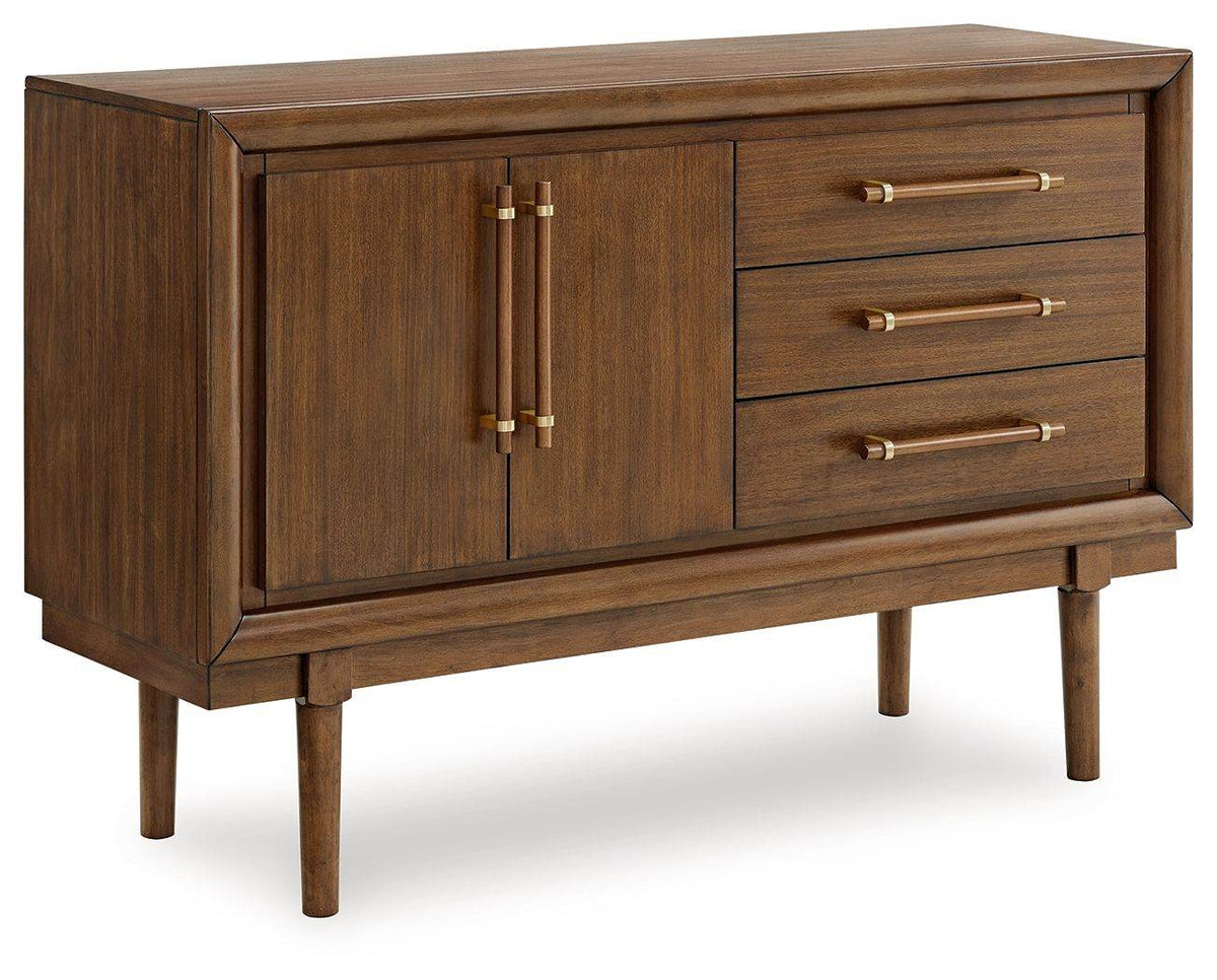 Brown office credenza with panelled doors