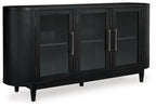 Black office credenza with closed storage