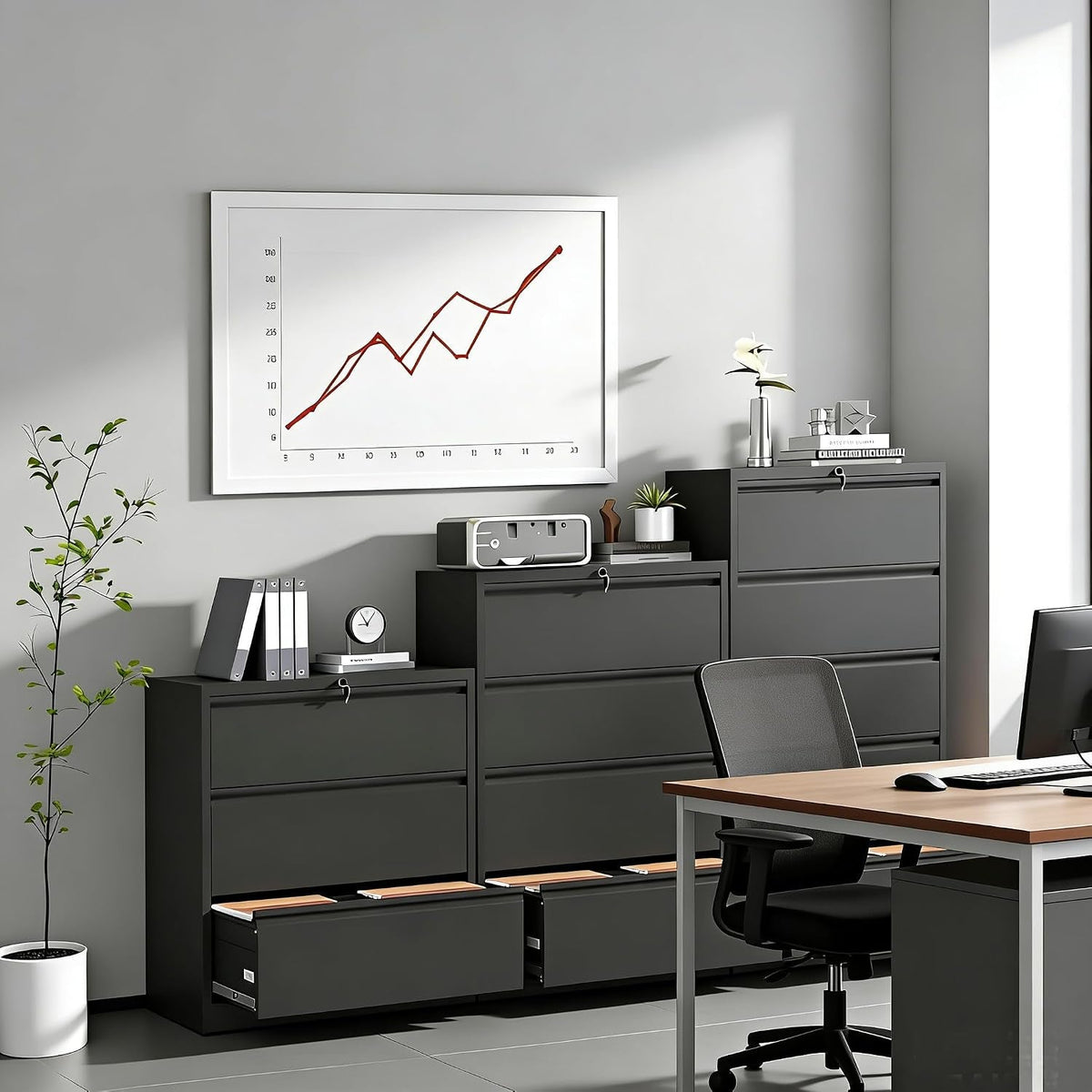 Professional Black Steel Lateral Filing Cabinet Storage-1